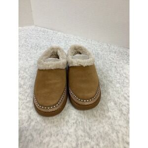 Zodiac Latte Suede Faux Fur Lined Slippers Mules Tan H8094L1201 Womens 7 M NEW
